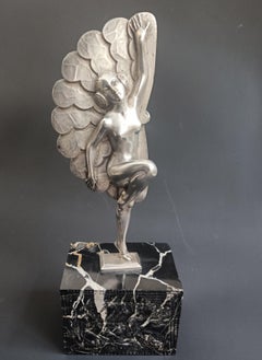 French Art Deco Silvered Bronze Figure c.1930 Arts & Crafts Décor