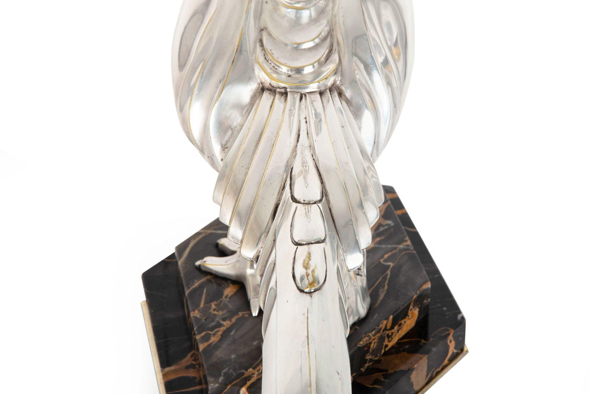 French Art Deco Silvered Bronze of a Walking Pheasant by H. Petrilly ca. 1930 For Sale 6