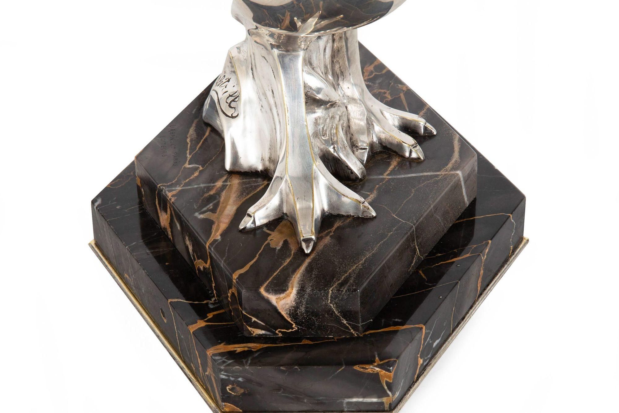 French Art Deco Silvered Bronze of a Walking Pheasant by H. Petrilly ca. 1930 For Sale 8