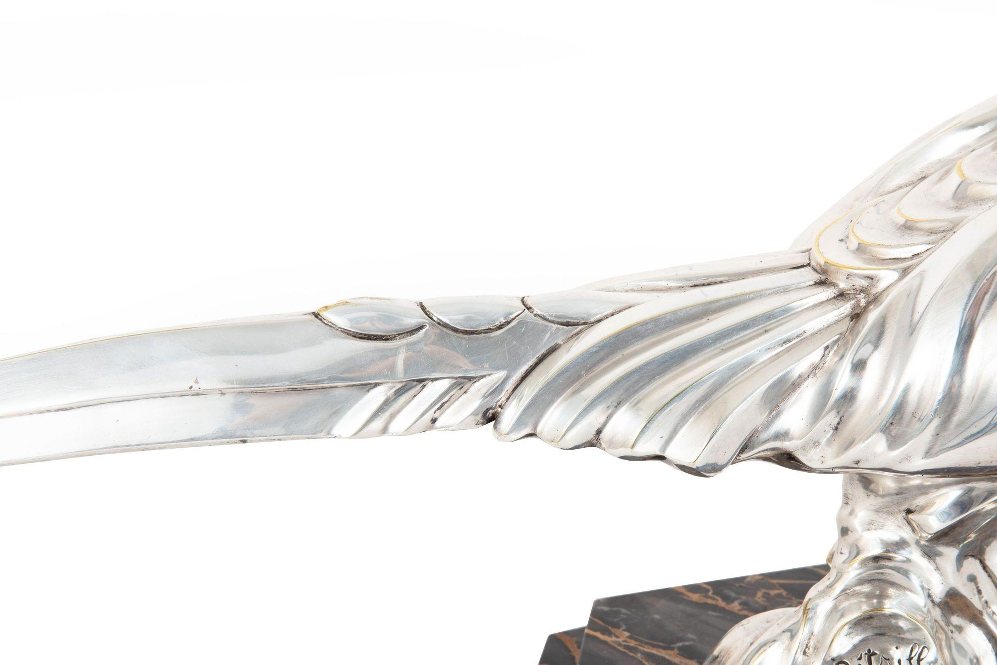 French Art Deco Silvered Bronze of a Walking Pheasant by H. Petrilly ca. 1930 For Sale 11