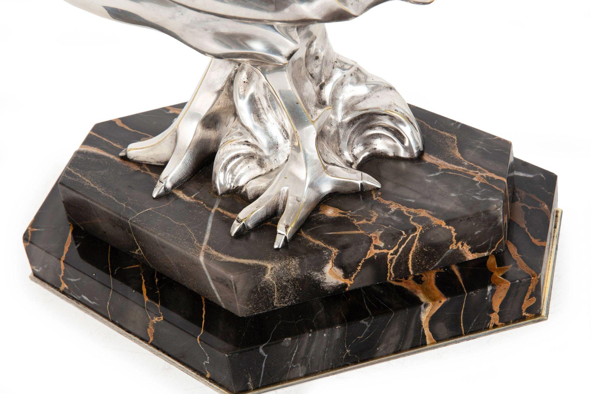 French Art Deco Silvered Bronze of a Walking Pheasant by H. Petrilly ca. 1930 For Sale 13