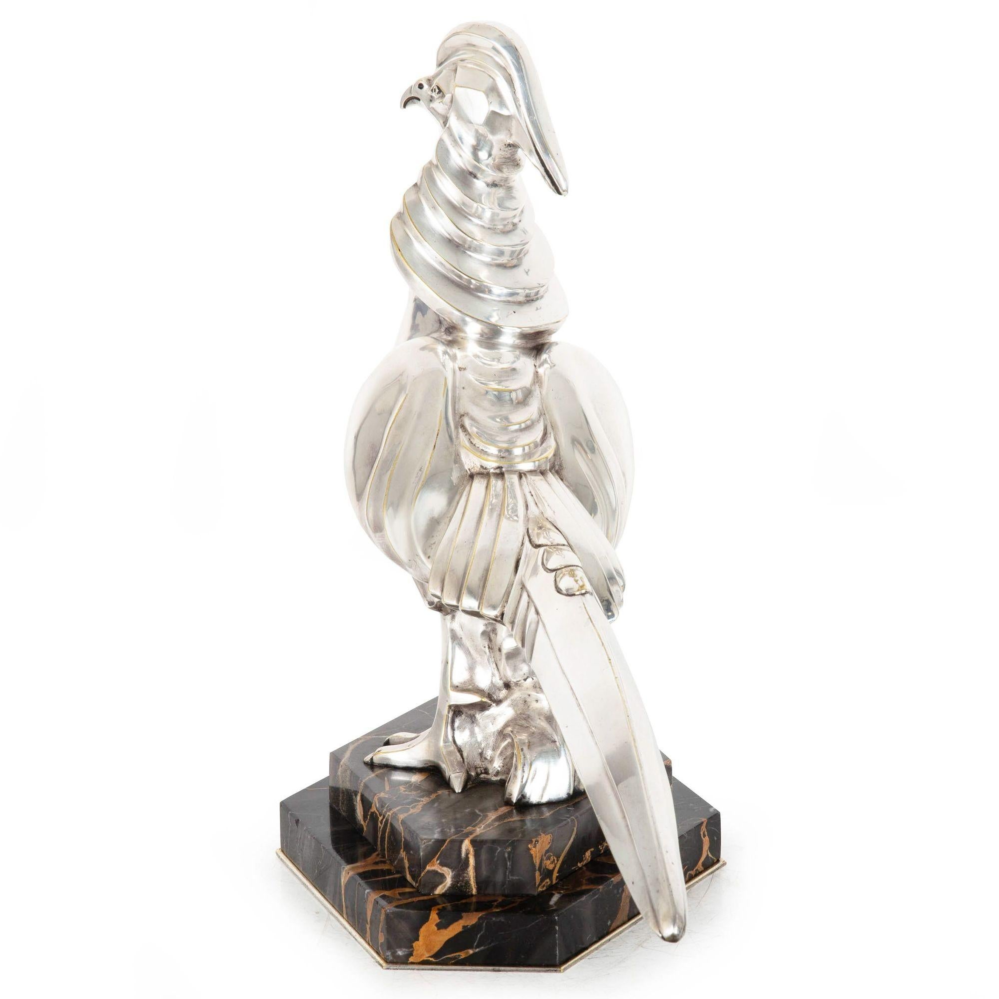 French Art Deco Silvered Bronze of a Walking Pheasant by H. Petrilly ca. 1930 In Good Condition For Sale In Shippensburg, PA