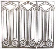 French Art Deco Silvered Iron Gates circa 1930s Six Total 70" x 26" each approx