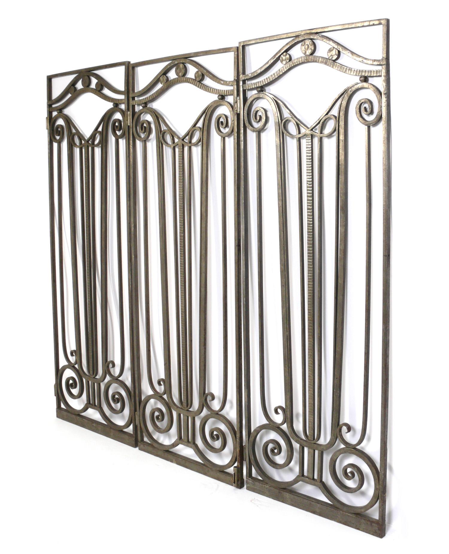 Mid-20th Century French Art Deco Silvered Iron Gates circa 1930s Six Total 70