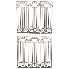 French Art Deco Silvered Iron Gates circa 1930s Six Total 70" x 26" each approx
