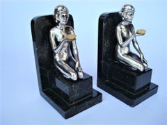 French Art Deco Silvered Nude Women Bookends