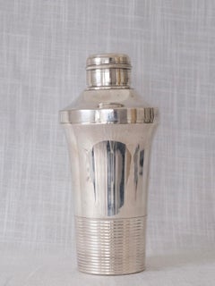 Französischer Art-Déco-Cocktail-Shaker aus Silberblech, ca. 1940er Jahre