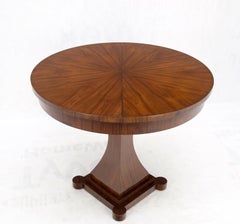 French Art Deco Single Pedestal Round Racetrack Compact Dining Table Two Leaves