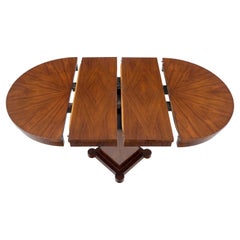 compact round dining table French Art Deco Single Pedestal Round Racetrack Compact Dining Table Two Leaves
