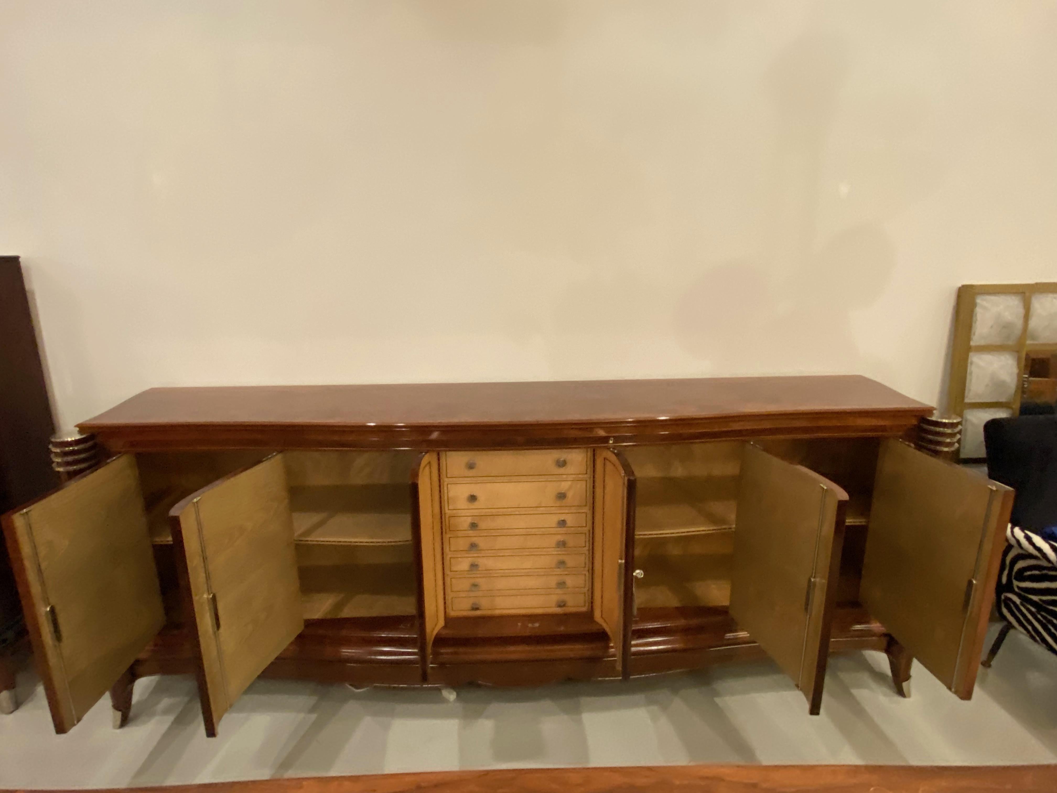 French Art Deco Six-Door Buffet in the Style of Jules Leleu For Sale 5