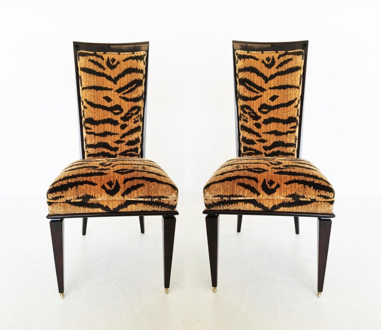French Art Deco Six Leopard Print, Animal Print Dining Chairs Next
