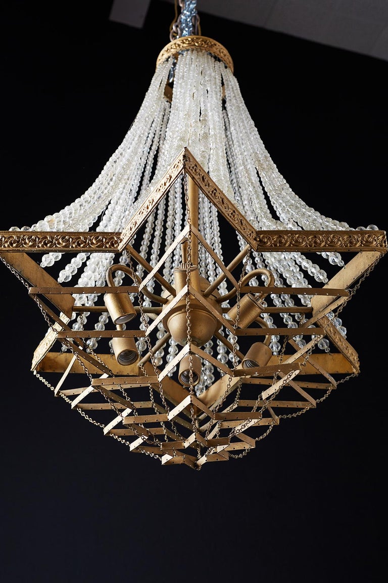 French Art Deco SixLight Crystal Rope Chandelier at 1stDibs