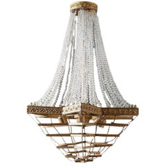 French Art Deco Six-Light Crystal Rope Chandelier