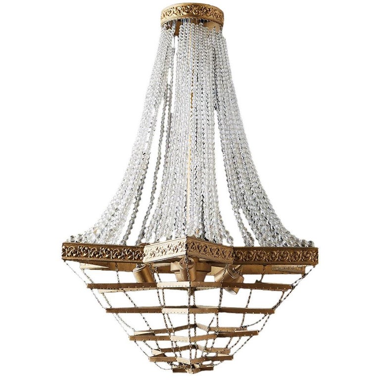 French Art Deco Six Light Crystal Rope Chandelier For At 1stdibs French Art Deco Six Light Crystal Rope Chandelier For