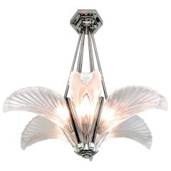 Retro French Art Deco Feather Chandelier