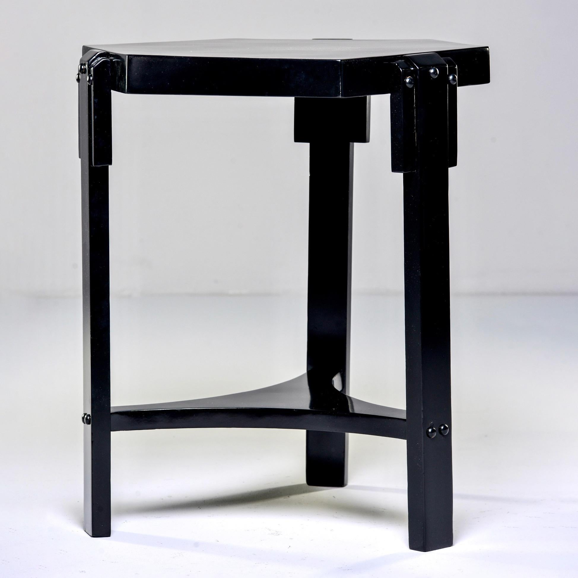 Wood French Art Deco Six-Sided Ebonized Side Table