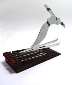French Art Deco Ski Jumper Cocktail Sticks Picks Barware Sudre, 1930s