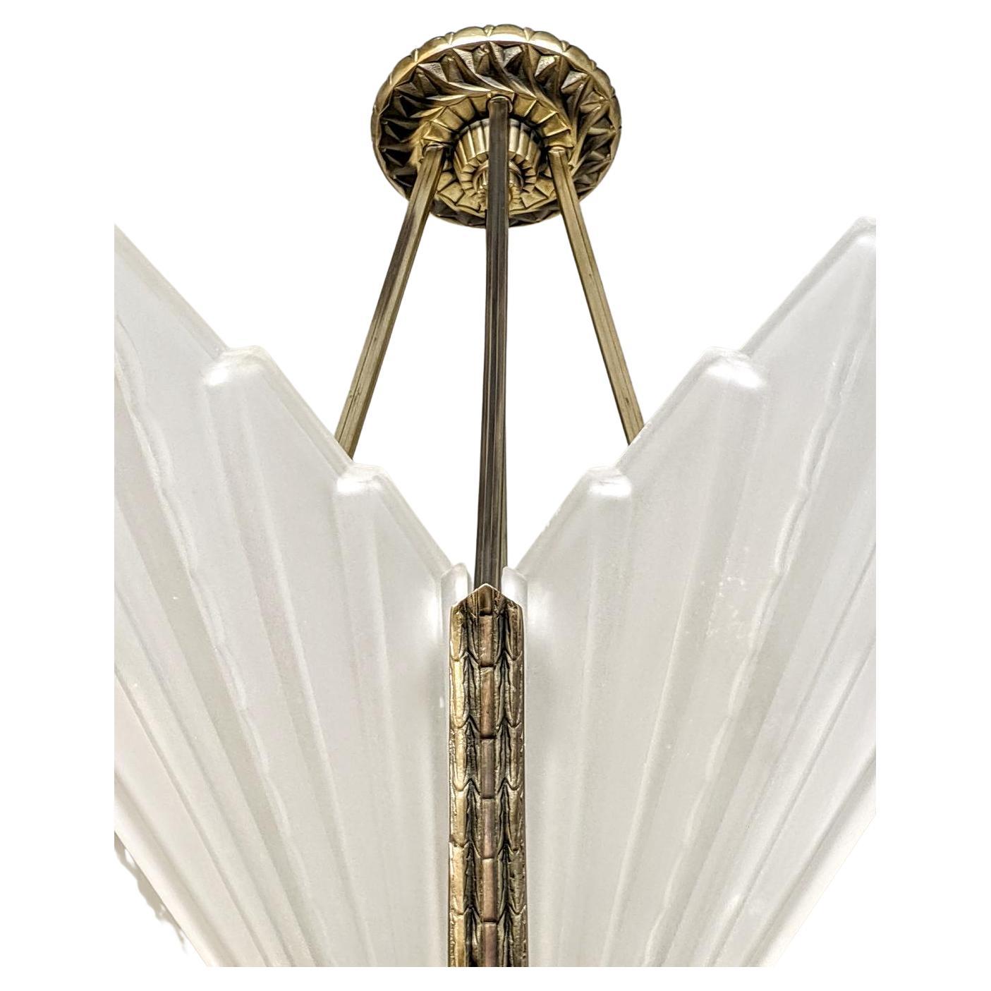 French Art Deco Skyscraper Chandelier by Sabino In Excellent Condition For Sale In Long Island City, NY