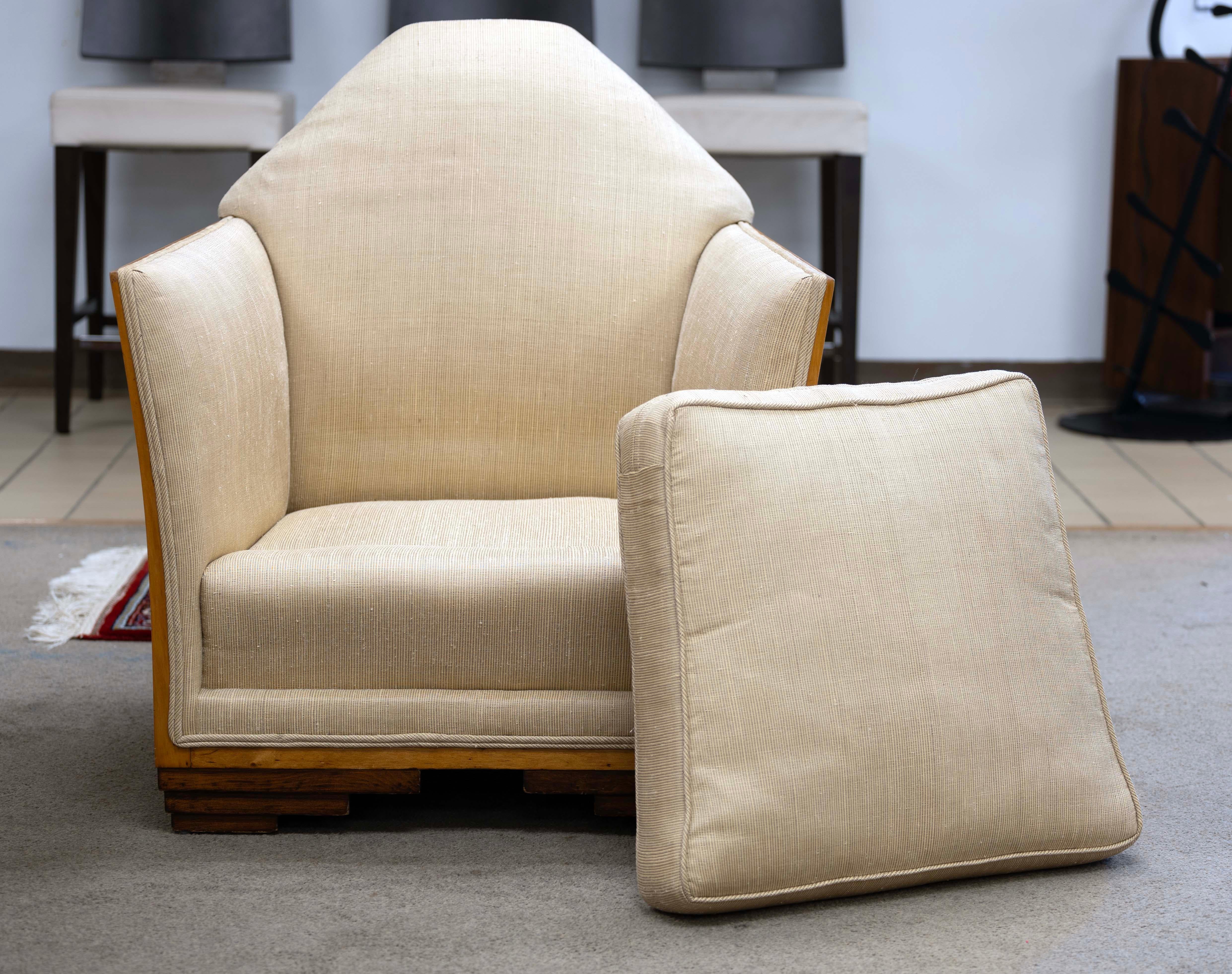 French Art Deco Skyscraper Style Geometric Design Arm Lounge Tub Chair Vintage 4