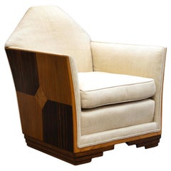 French Art Deco Skyscraper Style Geometric Design Arm Lounge Tub Chair Vintage