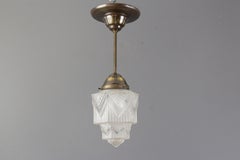 French Art Deco Skyscraper White Frosted Glass Pendant Light