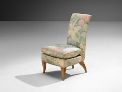 French Art Deco Slipper Chair in Floral Pastel Fabric