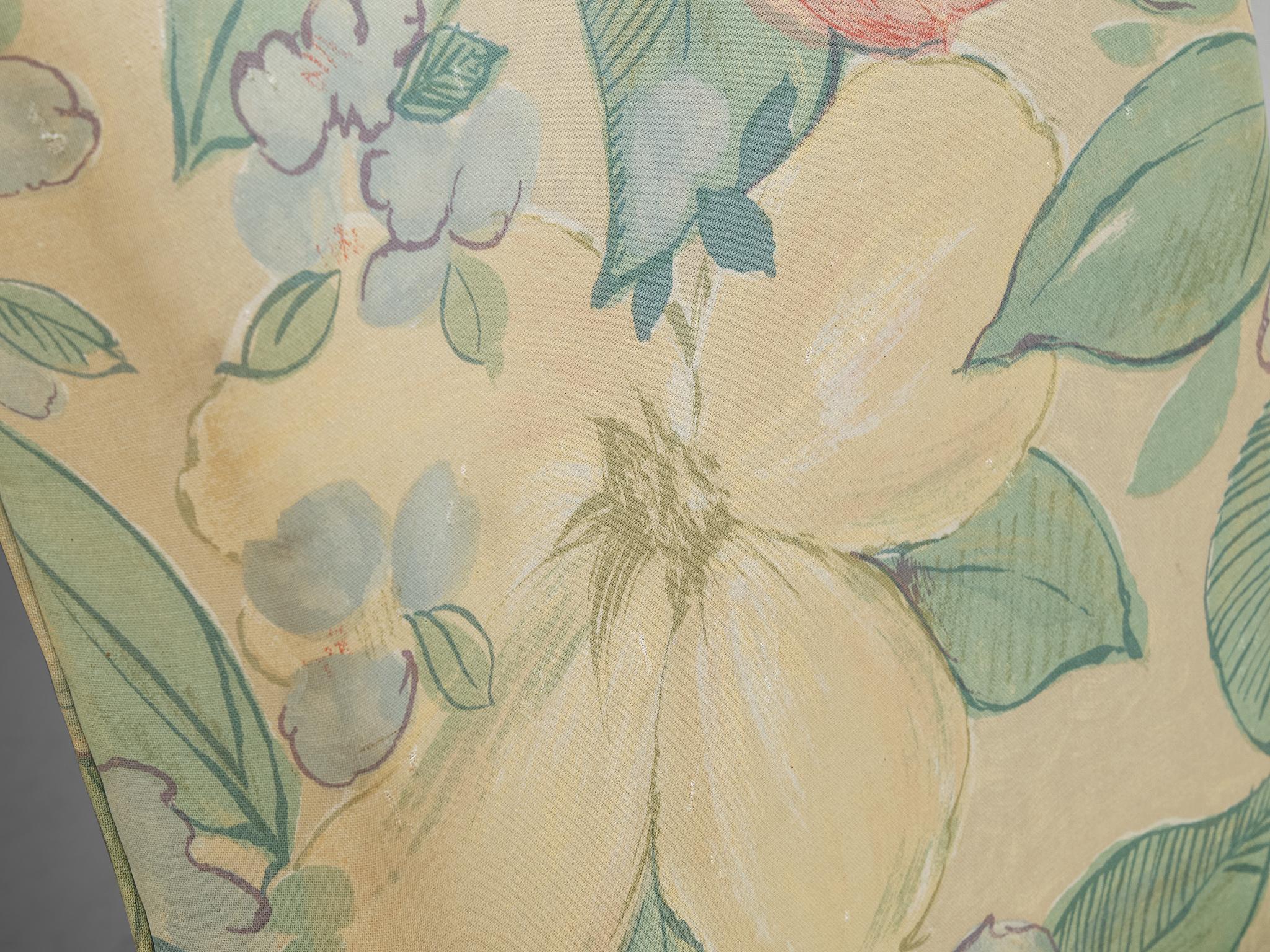 French Art Deco Slipper Chair in Floral Pastel Fabric For Sale 5
