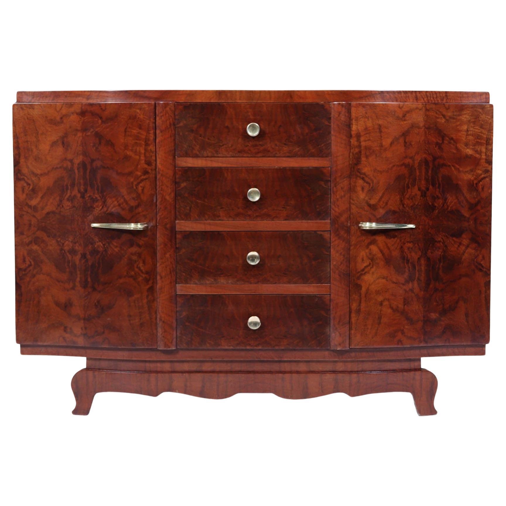 French Art Deco Small Sideboard in Walnut