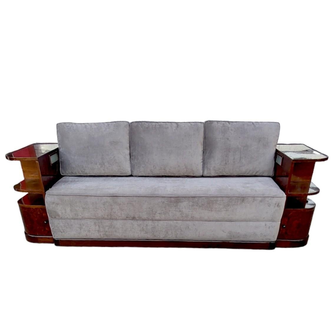 French Art Deco Sofa 1920s with Ligth  For Sale 6