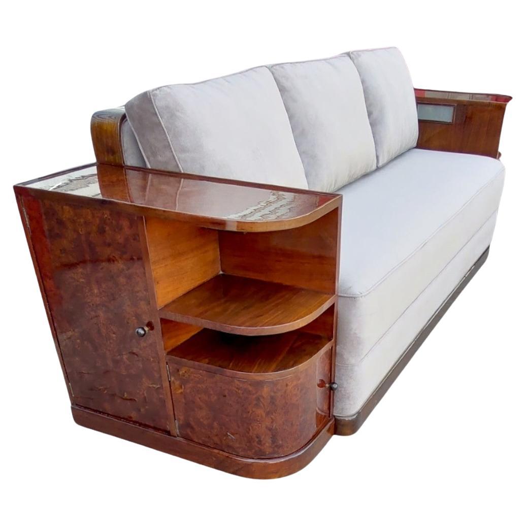 French Art Deco Sofa 1920s with Ligth