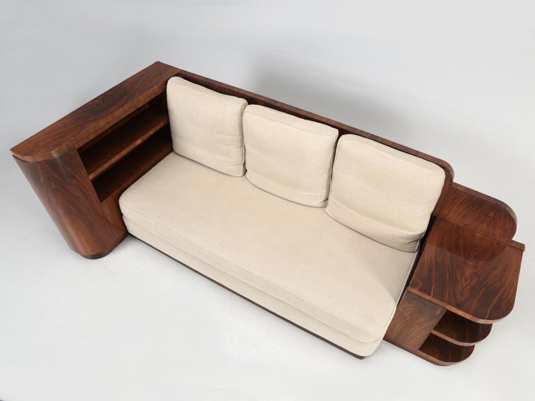 Hand-Crafted French Art Deco Sofa and Queen Size Bed Attached on the Backside; Removable
