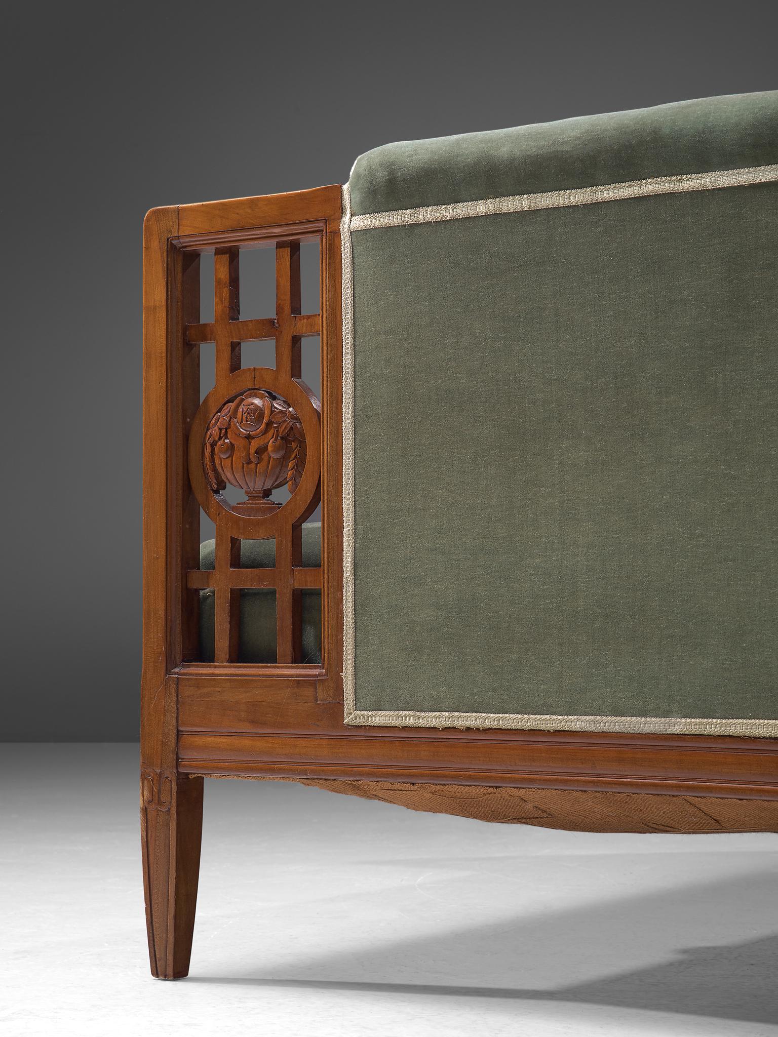 Fabric French Art Deco Sofa