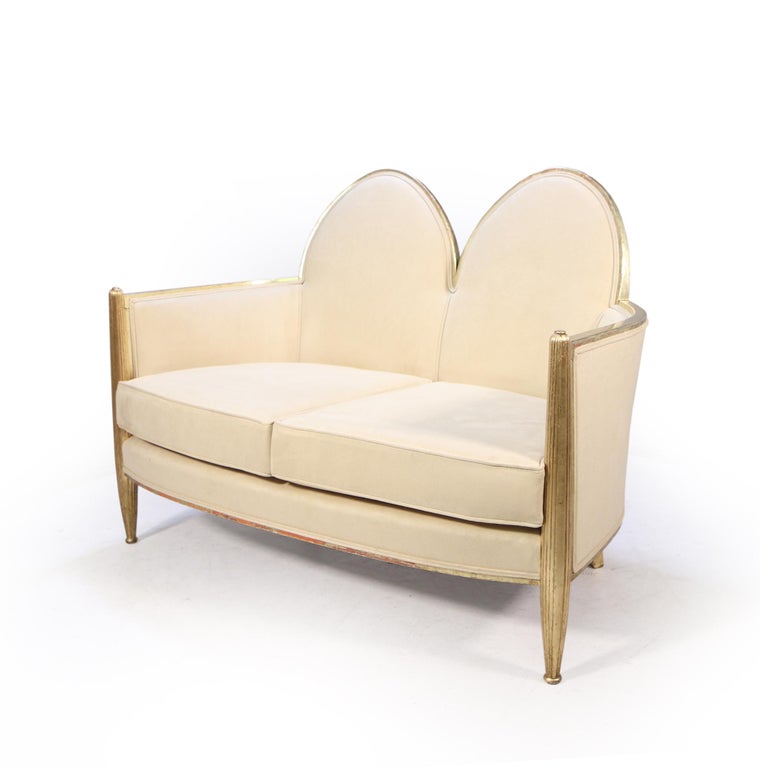 French Art Deco Sofa in Parcel Gilt Wood For Sale at 1stDibs