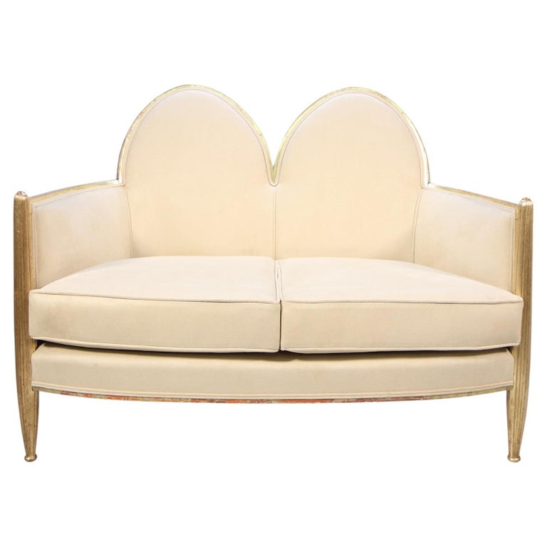 French Art Deco Sofa in Parcel Gilt Wood For Sale at 1stDibs