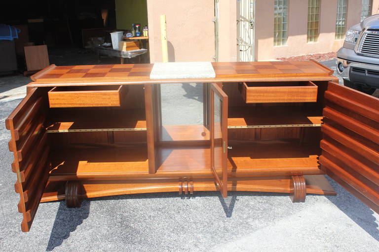 French Art Deco Solid Mahogany Buffet by Gaston Poisson, circa 1940s 5