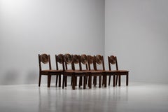 French Art Deco Solid Oak Dining Chair, France, 1950s