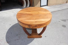 French Art Deco Solid Walnut Oval Dining Table ''U'' Legs Base, circa 1940s