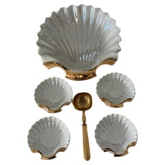 French Art Deco Porcelain Shell Serveware Set 