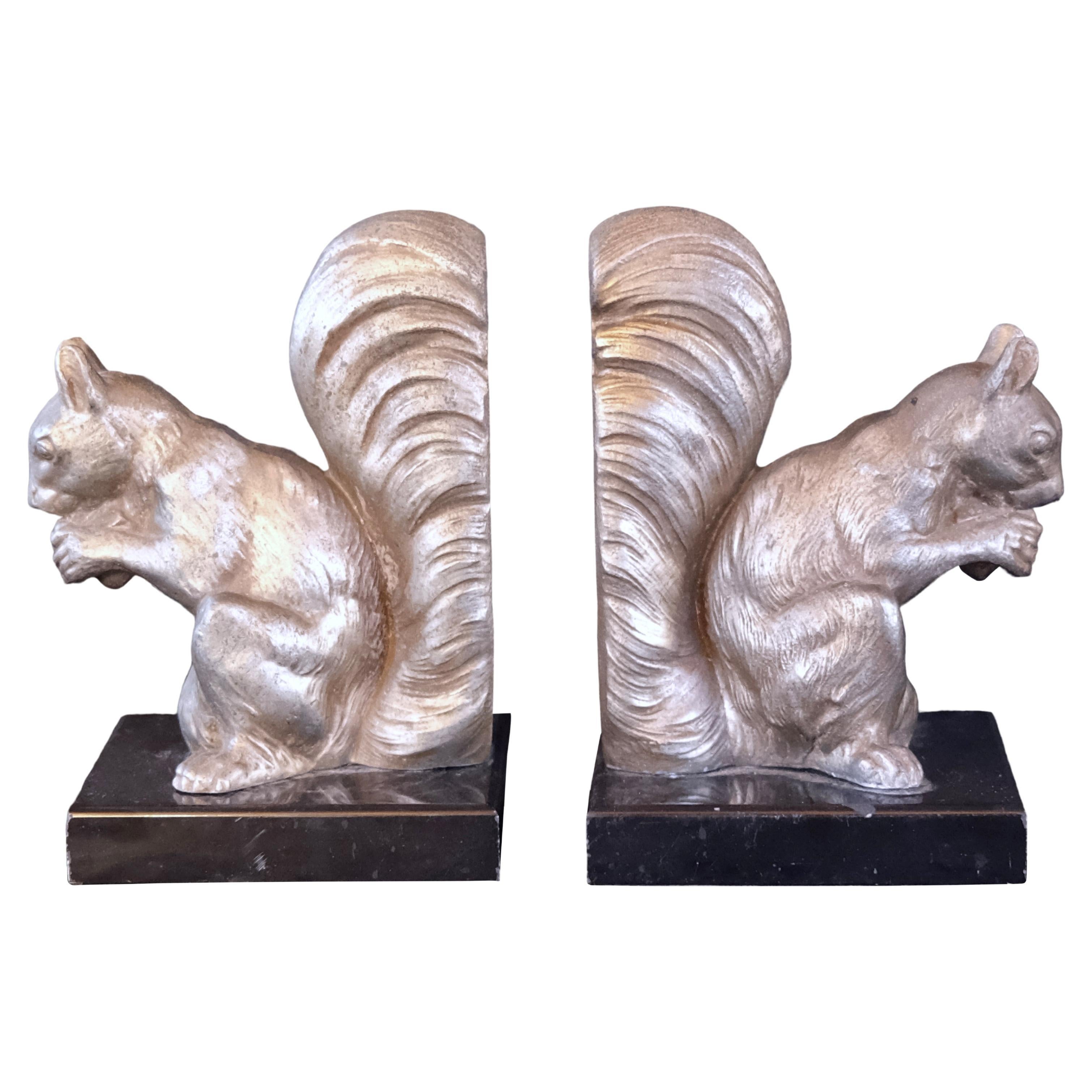 French Art Deco Squirrel Bookends