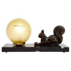 French Art Deco Squirrel Table Lamp Night-Light, 1930s
