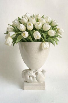 Vaso equestre francese Art Deco St. Clement in ceramica crackle horse