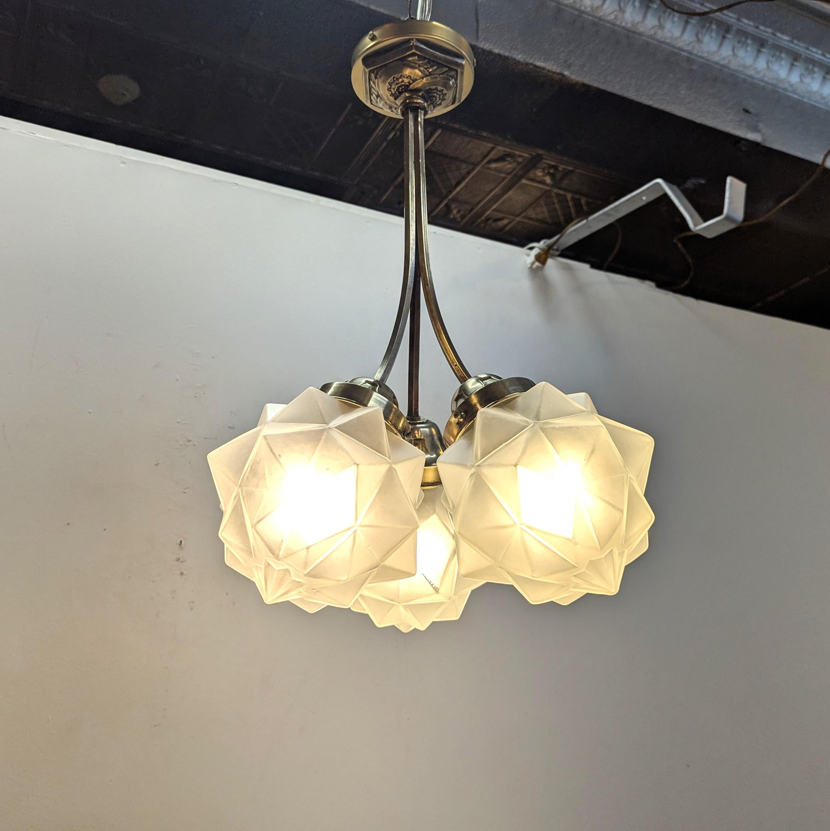 French Art Deco Star Chandelier For Sale 6