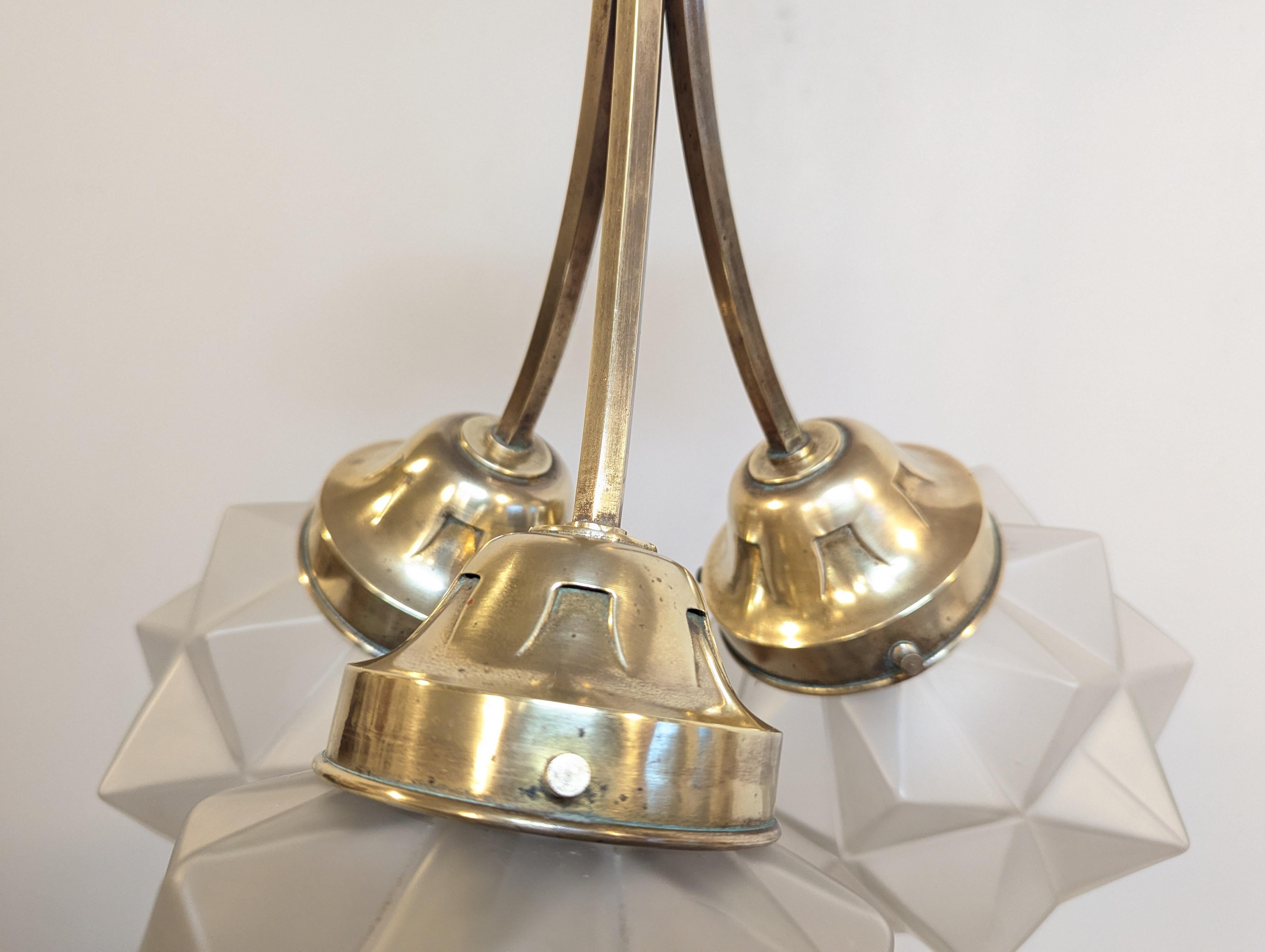 Early 20th Century French Art Deco Star Chandelier For Sale