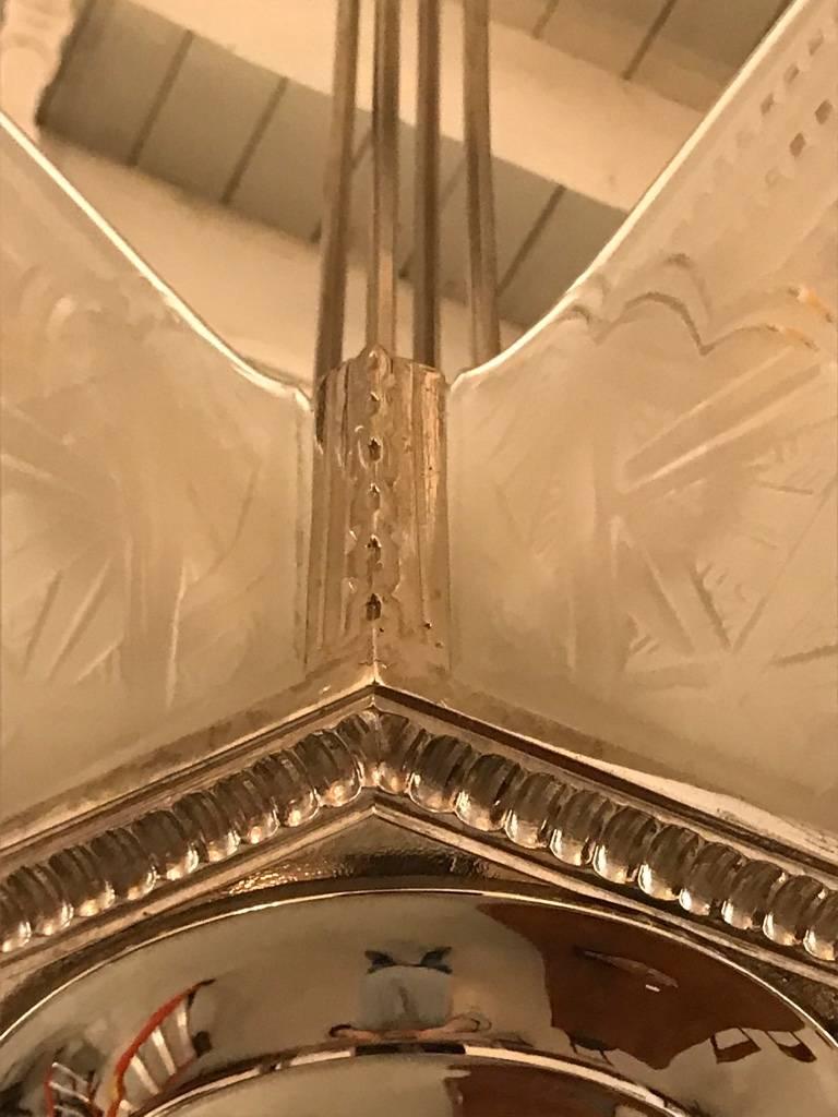 French Art Deco Starburst Chandelier For Sale 4