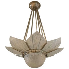 French Art Deco Starburst Chandelier Signed by Hettier Vincent