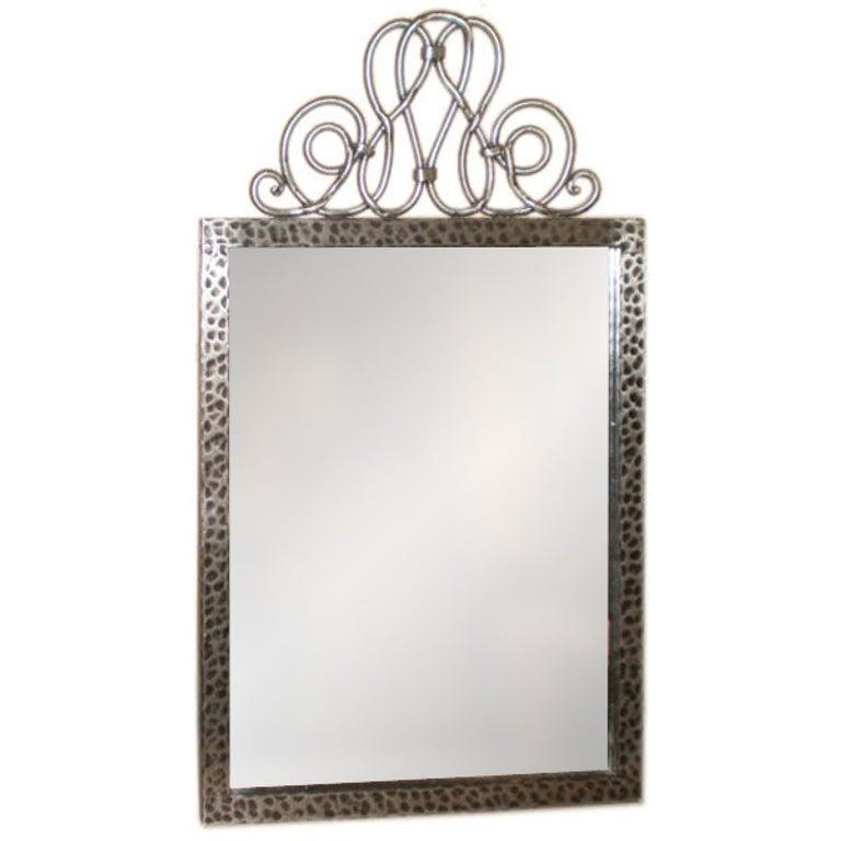 Art Deco Mirror francés de acero según Raymond Subes mediados del siglo XX en venta
