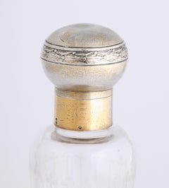 French Art Deco Sterling Silver and Cut Crystal Scent Bottle