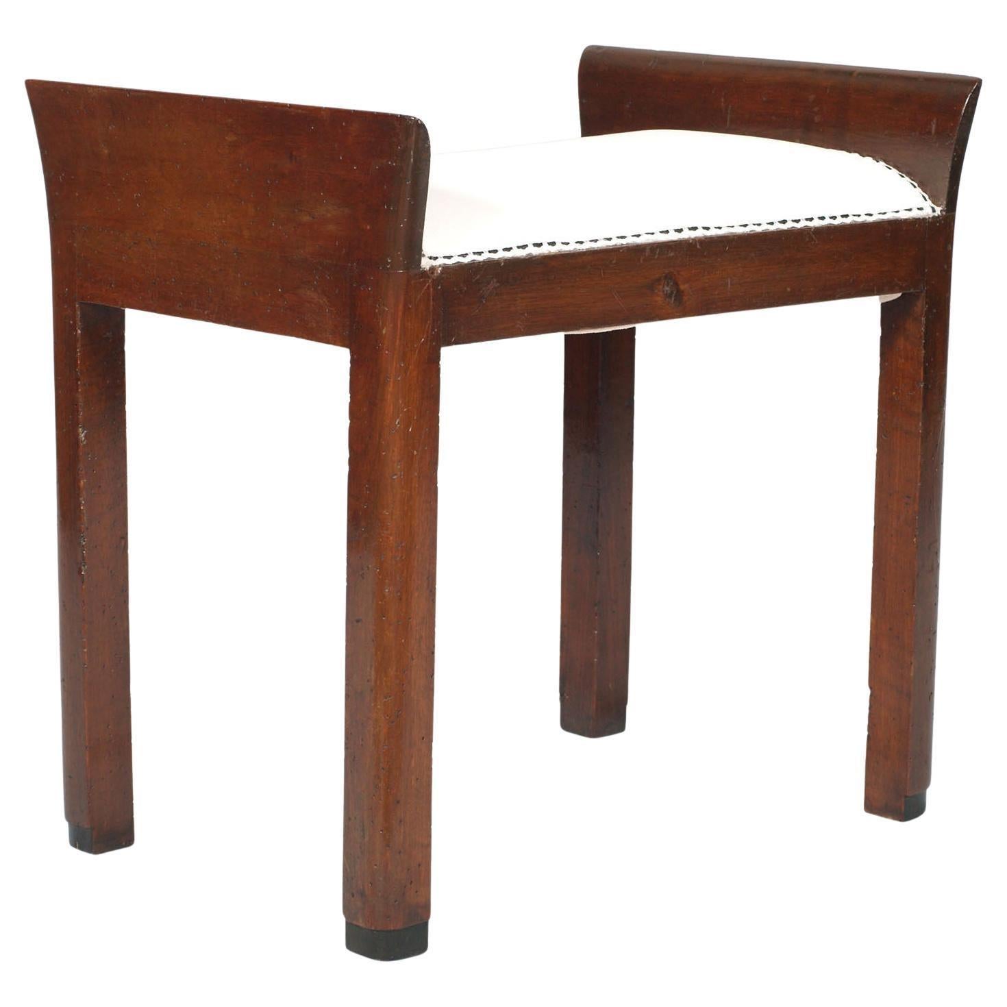 French Art Deco Stool in Walnut, by Dominique , Andre Domin & Marcel Genevriere In Good Condition For Sale In Vigonza, Padua