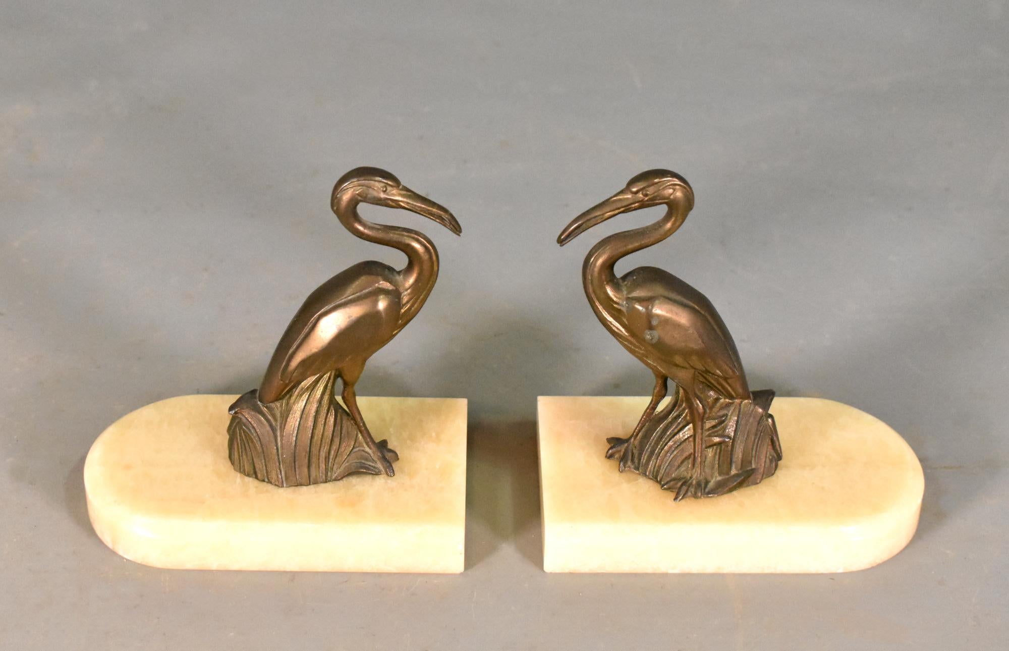 20th Century French Art Deco Stork Bookends