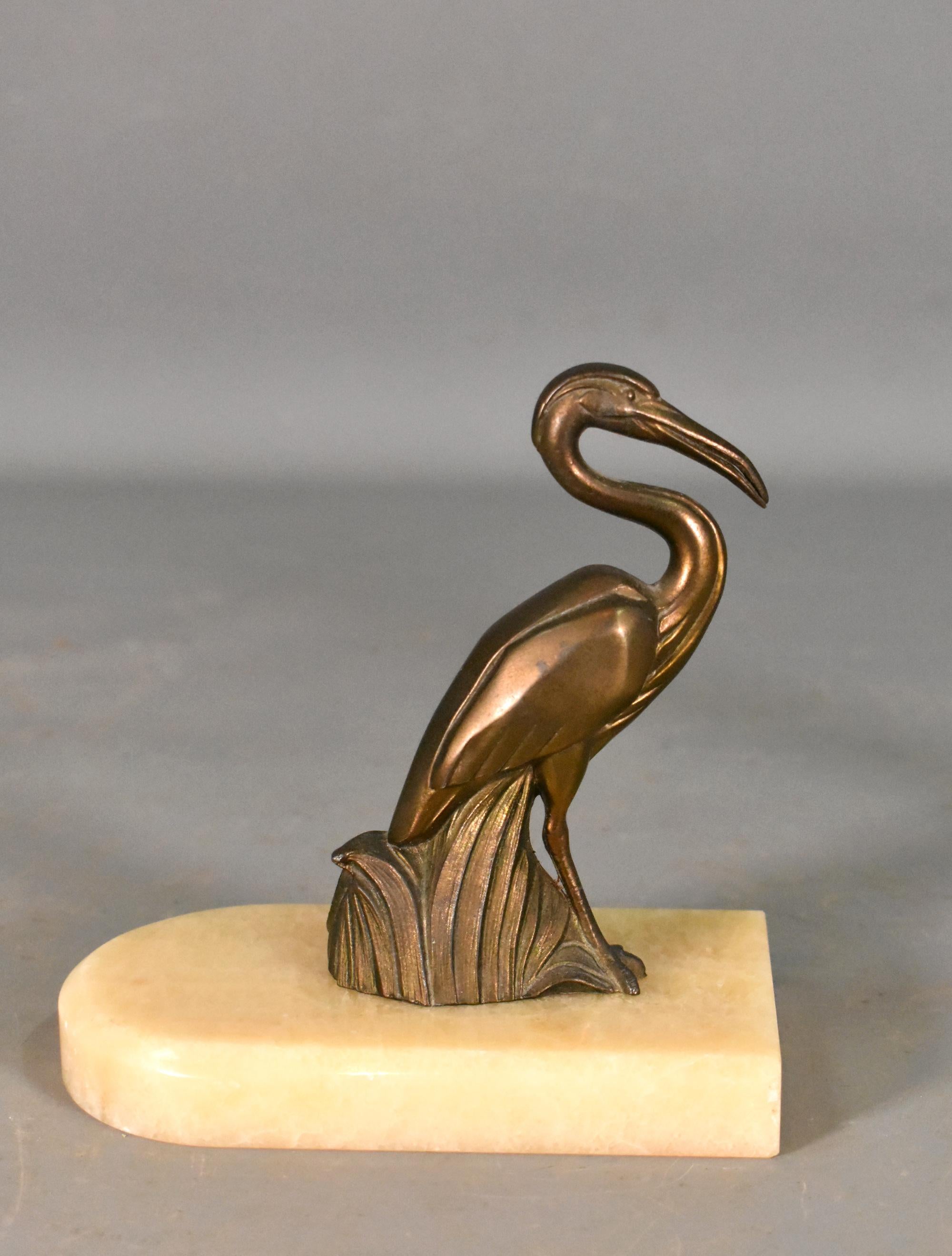 French Art Deco Stork Bookends 2